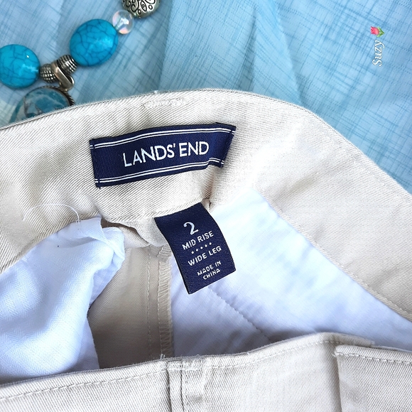 LANDS' END Mid Rise, Wide Leg, Light Beige Pants - Picture 2 of 12